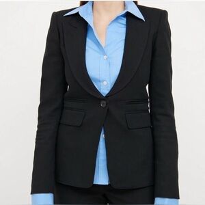 Smythe NWOT Black Peak Lapel Fringe Detail Blazer Size 6